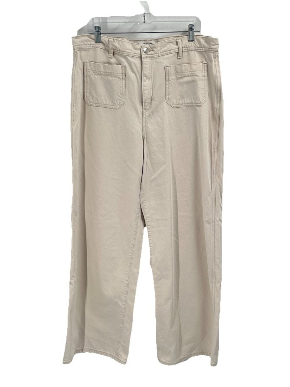 MANGO Cream Wide Leg Jeans Sz 34 Coastal Chic Minimalist Effortless Chic